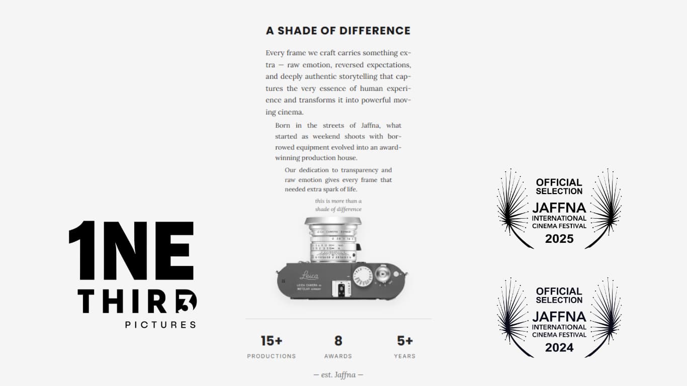 OneThird Pictures production house website