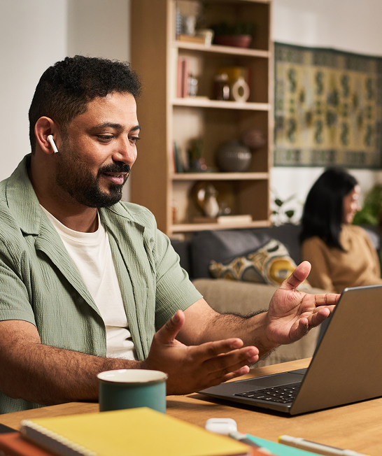 Intern joining a remote work session with a laptop